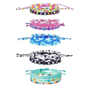 Yanmin 15Pcs Braided Beaded Friendship Bracelets For Teens Girls Handmade Stackable Woven Cute Girls Bracelets Teenager Pinata Goody Bag Stocking Stuffers Tween Birthday Christmas Party Favors