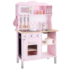 New Classic Toys Pink Wooden Pretend Kitchen for Kids