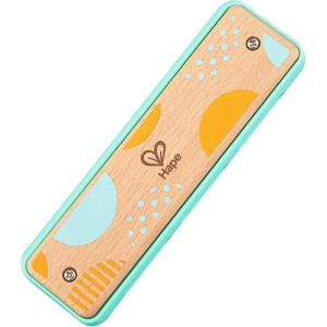 Hape Blues Harmonica | 10 Hole Wooden Musical Instrument Toy For Kids, Orange (E8917)