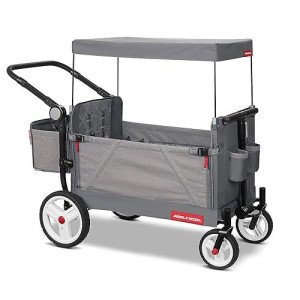 Radio Flyer Odyssey Collapsible Stroll N Wagon With Storage Bag, Light Gray