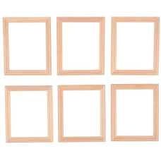 Exceart 6Pcs Wooden Dollhouse Furniture Dollhouse Miniature Photo Frame Diy Dollhouse Furniture For Photo Props Doll House Decor