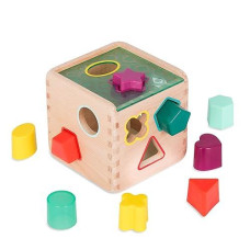 B. Toys- Wonder Cube- Developmental Toy- Wooden Shape Sorter Cube - 9 Colorful Shapes - Educational Wooden Toy For Toddlers, Kids - 18 Months +