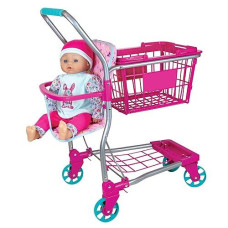 Lissi Pink Shopping Cart with 16" Baby Doll - 12.6"x