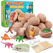 Lotfancy Dinosaur Eggs Excavation Dig Kit, Uncover 12 Different Dino Eggs, Dinosaur Toys For Kids Ages 3-5 5-7 8-12, Science Stem Activities, Gifts For Boys Girls