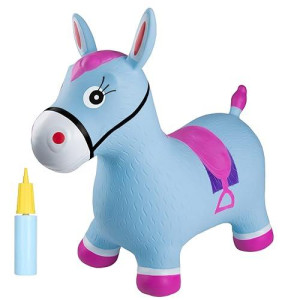 INPANY Pink Bouncy Horse Hopper - Inflatable Ride-On Toy