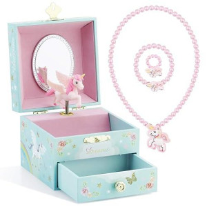 RR ROUND RICH DESIGN Kids Musical Jewelry Box - Blue Unicorn