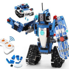 Vertoy Robot Building Kit For Kids 6-12, Stem Remote Control Policeman And Police Car Toys For Boys, Best Birthday Gift For 6 7 8 9 10 11 12-14 Years Old, 556Pcs