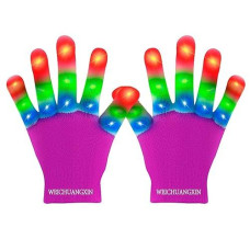 Light Up Gloves Finger Lights 3 Colors 6 Modes Flashing Led Gloves Colorful Flashing Gloves Kids Toys For Christmas Halloween Party Favors,Gifts Pink