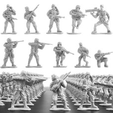 Wankko 2-Inch Plastic Army Men Action Figures, 10 Unique Sculpts, Pack Of 100 (Silver)