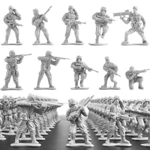 Wankko 2-Inch Plastic Army Men Action Figures, 10 Unique Sculpts, Pack Of 100 (Silver)