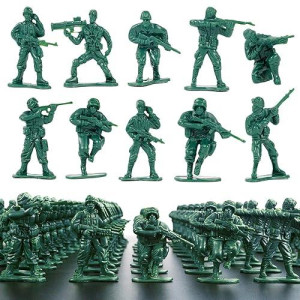 Wankko 2-Inch Plastic Army Men Action Figures, 10 Unique Sculpts, Pack Of 100 (Green)