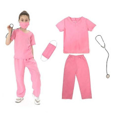 Lingway Toys Pink Cotton Dr. Scrubs Costume for Kids 4-6Y