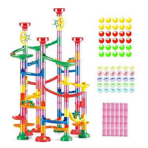 Marble Run Roll - Tower For Kids Creativity And Construction. Big Circle And Double Back Pieces For More Hang Time - 169 Pieces. Ages 3 Years And Up