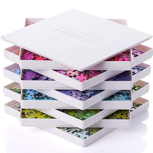 TIDYBOSS 8" Puzzle Sorting Trays with Lid - White