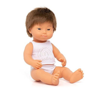 Miniland Doll 15'' Caucasian Boy With Down Syndrome (Box) - Made In Spain, Anatomically Correct, Quality