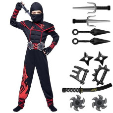 Spooktacular Creations Kids Ninja Costume, Red, Small 5-7