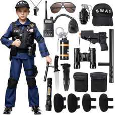 Spooktacular Creations Kids Police SWAT Costume, Large Blue