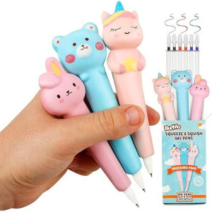 BunMo Kawaii Squishy Pens 3pk - Fun Stress Relief Toys