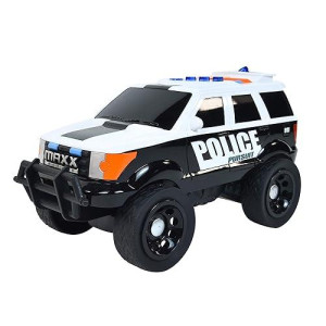 Sunny Days Entertainment Maxx Action 12’’ Large Police Car Toy - Siren Sounds And Bright Lights | Motorized Drive And Soft Grip Tires | Rescue Suv Patrol Vehicle For Kids 3-8