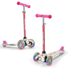 DADDYCHILD Pink Graffiti 3 Wheel Scooter for Kids 3-