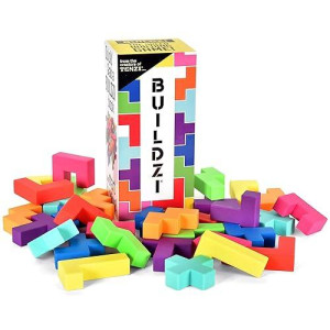 Tenzi Buildzi The Fast Stacking Building Block Game For The Whole Family - 2 To 4 Players Ages 6 To 96 - Plus Fun Party Games For Up To 8 Players - Perfect Kids Game For Game Night