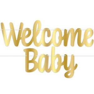 Beistle Gold Welcome Baby Foil Streamer, One Size