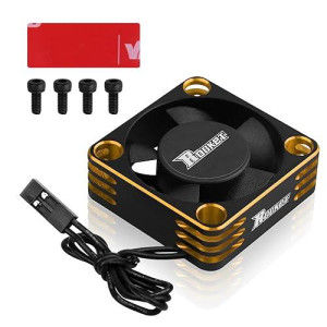 Motor Cooling Fan Rc Motor Heatsink 28000Rpm Esc Cooling Fan For Rc Car 1/8 1/10 1/12 Scale 540 550 Brushless Motor (Black+Gold)