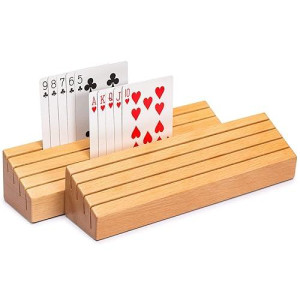 Yellow Mountain Imports Solid Beechwood Playing Card Holders - Set Of 2