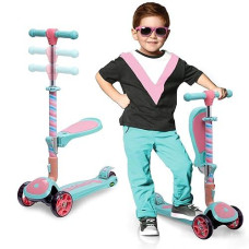 SKIDEE Adjustable Kick Scooter for Kids 3-12, Foldable, LED