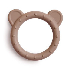 mushie Silicone Baby Teether Toy - Bear (Natural)