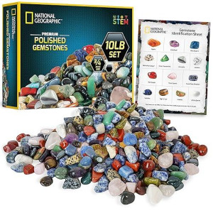 National Geographic Premium Polished Stones - 10 Pounds Of 3/4-Inch Tumbled Stones And Crystals Bulk, Arts And Crafts, Rock And Mineral Kit, Rocks For Kids, Stem Toys