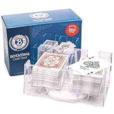 Brybelly Elite Rotating Card Deck Tray | Standard Sized Playing Cards | Rotates In Any Direction | Clear | 6 Deck Tray