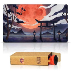 Paramint Blood Moon Torii Gate (Stitched) - Mtg Playmat - Perfect For Magic The Gathering, Yugioh, Anime - Tcg Card Game Table Mat - Durable, Thick, Cloth Fabric, Rubber Bottom By Daniel Ziegler