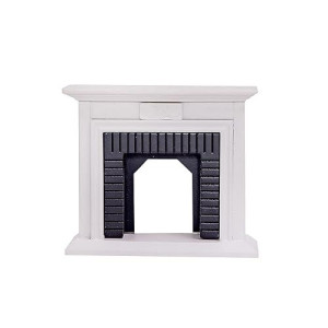 Togudot 1:12 Miniature Wooden Fireplace Vintage Black White Dollhouse Mini Furniture Decoration Accessories