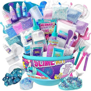 GirlZone Glow in The Dark Mermaid Slime Kit, 39 Pieces