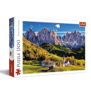 Trefl Val Di Funes Valley, Dolomites, Italy 1500 Piece Jigsaw Puzzle Red 33"X23" Print, Diy Puzzle, Creative Fun, Classic Puzzle For Adults And Children From 12 Years Old