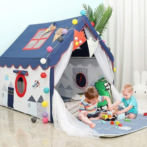 Yoiko Kids Tents Indoor Playhouses Boys 9.9Ft Star String Lights Blue Tent For Upgraded Large And Longer Curtain With Colorful Accessories Decoration 50.4" X 47.3"