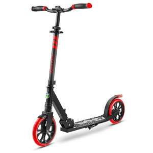 Serenelife Kick Scooter Adult Teenagers Kids- 2 Wheel Kids Scooter With Adjustable T-Bar Handlebar - Alloy Anti-Slip Deck - Portable Folding Scooters For Kids With Carrying Strap - Red