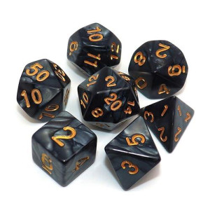 Creebuy Polyhedral Dnd Dice Set Pearl Black For Dungeon And Dragons D&D Pathfinder Rpg Mtg Dice D20 D12 D10 D8 D6 D4