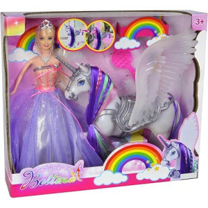 Yellow River 12" Rainbow Unicorn Princess Doll Playset