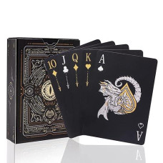 WJPC Waterproof Black Dragon Playing Cards for Games & Parties