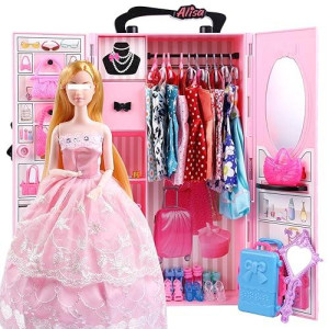 Ucanaan Girl Doll And Closet Set With Doll Clothes And Accessories Items Including Fashion Dolls, Dressand Many Other Accessories (Refer Picture Shows)，Best Gitfs For Girls Christmas Birthday