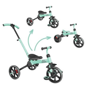 Yvolution 3 In 1 Flippa Toddler Trike, For Boys And Girls 2 To 5 Years Old, Convertible Push Tricycle, Balance Bike, With Footrest And Parent Steering, Adjustable Seat And Handlebars, Max Weight 55Lbs