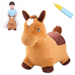 INPANY Plush Brown Bouncy Horse Hopper for Toddlers