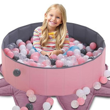 LimitlessFunN Kids Ball Pit, 40 Inch Pink Foldable Play Pool