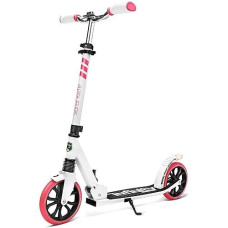 Serenelife Kick Scooter Adult Teenagers Kids- 2 Wheel Kids Scooter With Adjustable T-Bar Handlebar - Alloy Anti-Slip Deck - Portable Folding Scooters For Kids With Carrying Strap - Pink