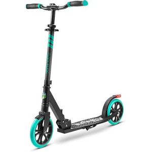 Serenelife Kick Scooter Adult Teenagers Kids- 2 Wheel Kids Scooter With Adjustable T-Bar Handlebar - Alloy Anti-Slip Deck - Portable Folding Scooters For Kids With Carrying Strap - Aqua