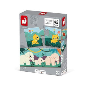 Janod World Wildlife Federation - 30-Piece Animal Puzzle Matching Game - Ages 2-6 - J08636