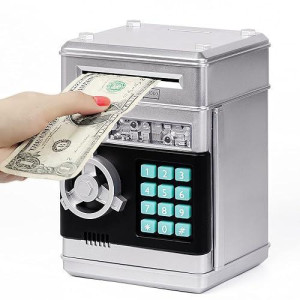 Refasy Silver Kids Piggy Bank Safe - Money Saving Box