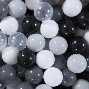 Starbolo Ball Pit Balls Play Balls For Toddlers -100Pcs Colors Black, White, Gray, Light Gray, Transparent, Crush Proof Play Balls Play Tent Pool Playhouse Party Decoration,2.2Inches. …